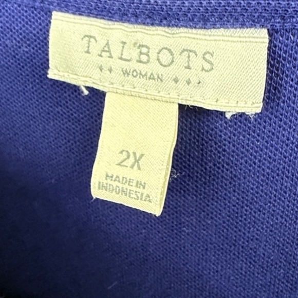 Talbots Woman Navy Blue Flamingo Embroidered Polo Dress 2X Cotton Spandex Pique - Picture 4 of 8